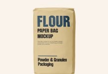Free Flour Standing Paper Pouch Mockup PSD