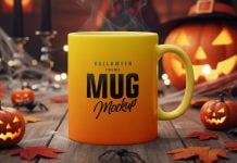 Free Halloween Theme 11 OZ Mug Mockup PSD
