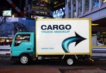 Free Mazda Titan Cargo Transportation Truck Mockup PSD