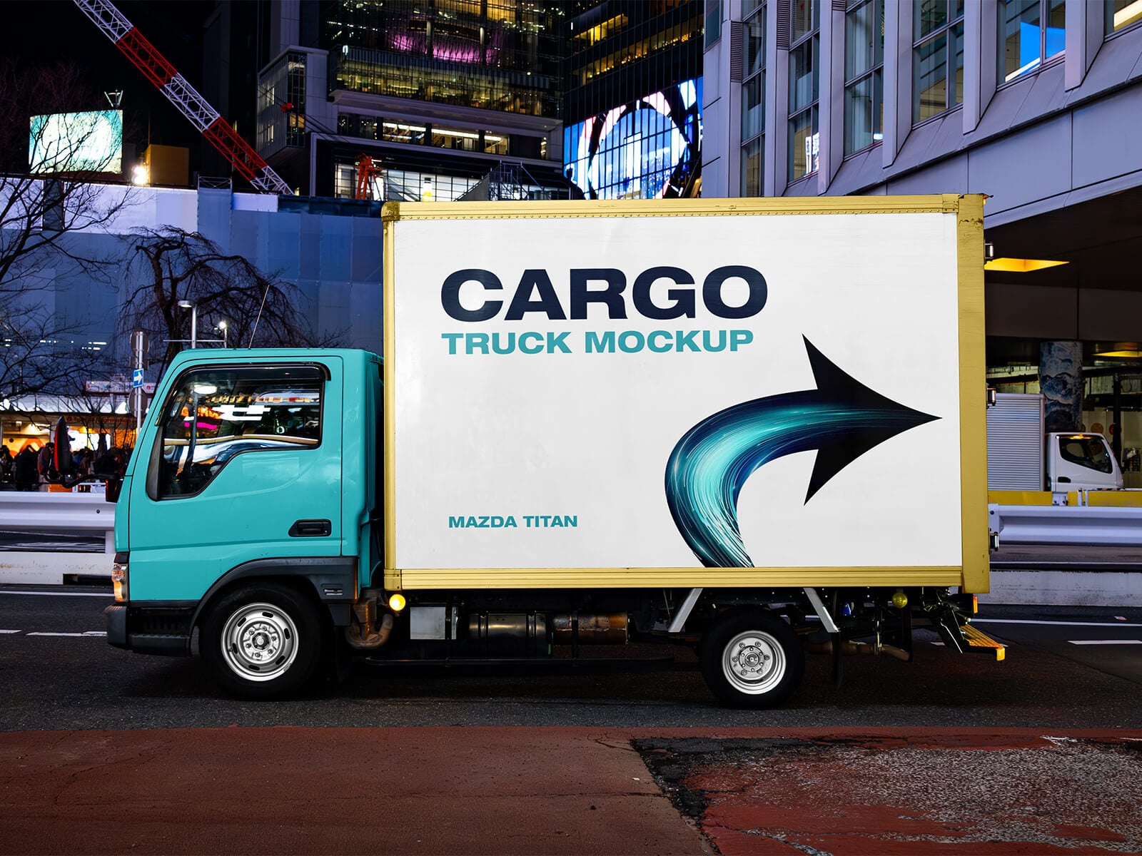 Free Mazda Titan Cargo Transportation Truck Mockup PSD