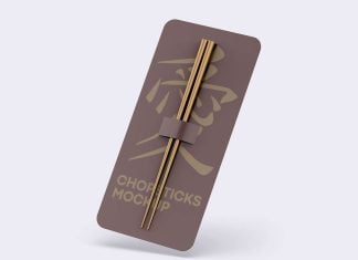 Free Metallic Chopsticks Sleeve Mockup PSD