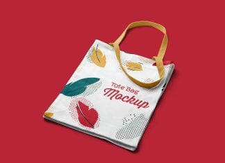 Free Perspectıve Lying Tote Shopping Bag Mockup PSD