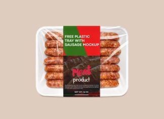 Free Plastic Tray with Sausage Mockup PSD