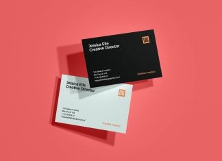 Free Premium Floating Front & Back Business Card Mockup PSD