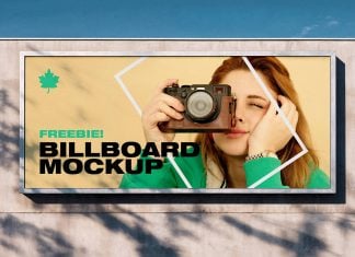 Free Shadow Outdoor Wall Billboard Mockup PSD