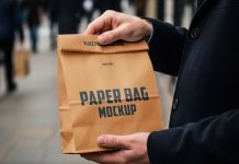 Free Takeaway Paper Bag Mockup PSD Free Takeaway Paper Bag Mockup PSD
