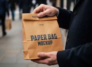 Free Takeaway Paper Bag Mockup PSD