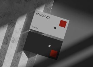 Free Top View Front & Back Business Card Mockup PSD
