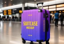 Free Travel Trolley Bag Suitcase Mockup PSD