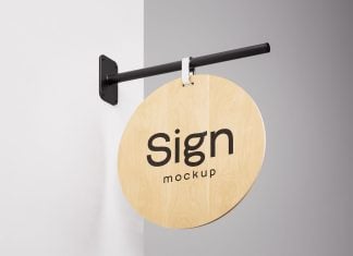 Free Wooden Sign Mockup PSD Set