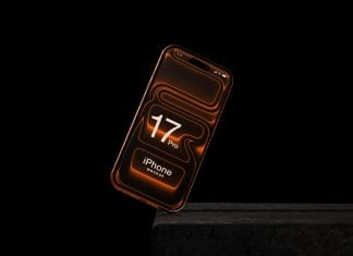 Free iPhone 17 Pro On Edge Mockup PSD