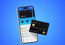 Free Credit Card with iPhone 16 Mockup PSD