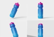 4 Free Sport Water Bottle Mockup PSD Set