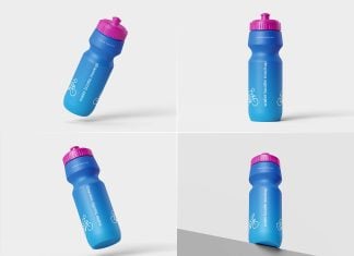4 Free Sport Water Bottle Mockup PSD Set