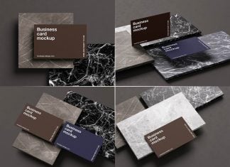 Free Marble Surface Business Card Mockup PSD