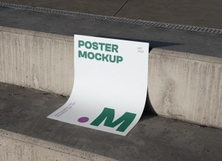 Free Against Concrete Steps Flyer Mockup PSD