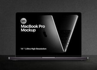 Free Apple M5 MacBook Pro 14" 2025 Mockup PSD