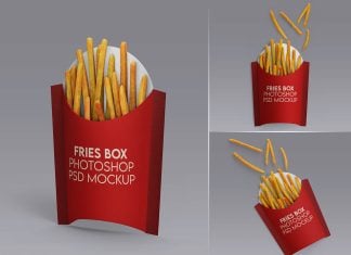 Free Fries Packaging Box Mockup PSD