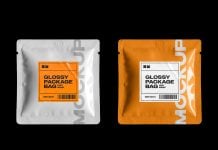 Free Glossy Sachet Bag Mockup PSD