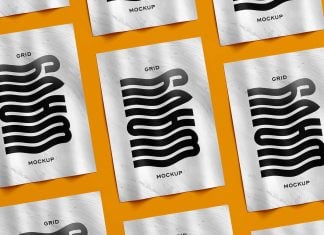 Free Grid Wrinkled A3 Paper Poster Mockup PSD