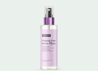 Free Makeup Setting Spray Bottle Mockup PSD