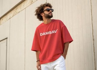 Free Male Model Wearing Oversized T-Shirt Mockup PSD