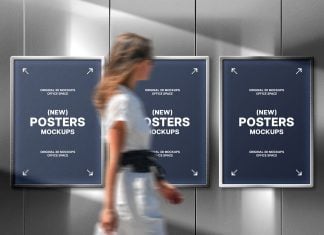 Free Metal Wall Poster Mockup PSD