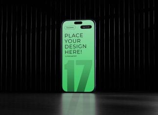 Free Midnight iPhone 17 Pro Mockup PSD