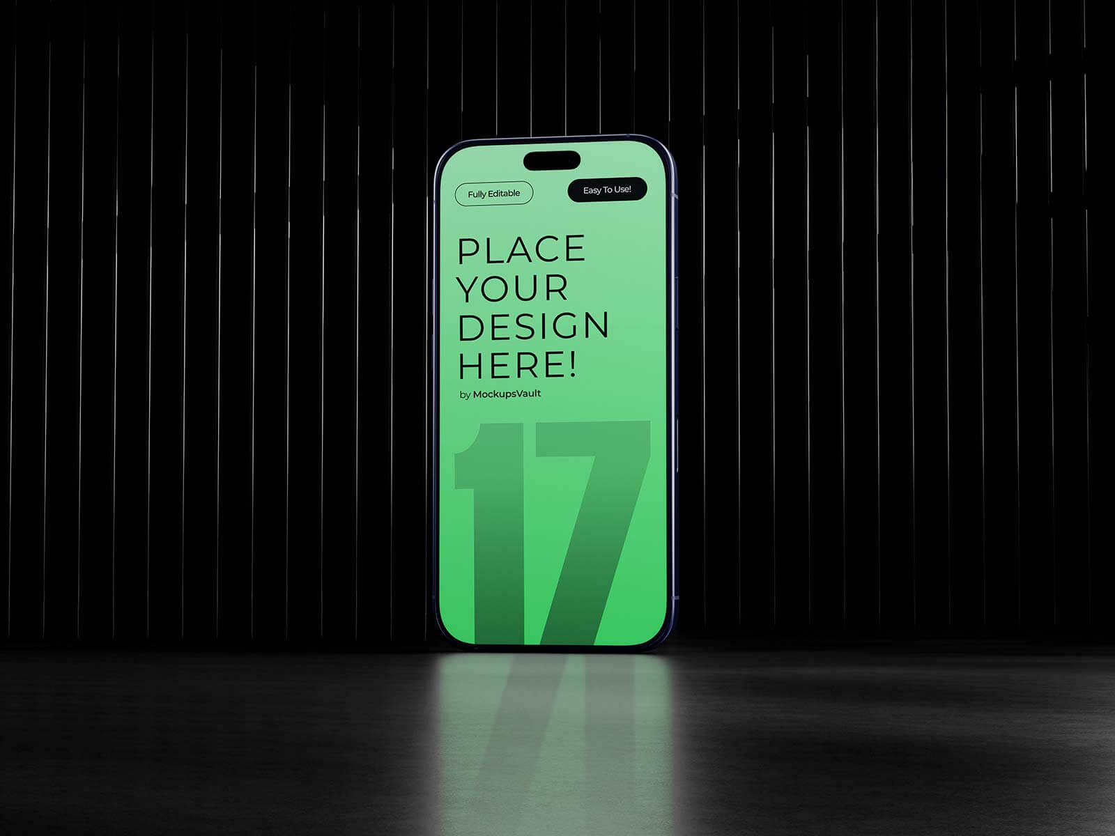 Free Midnight iPhone 17 Pro Mockup PSD