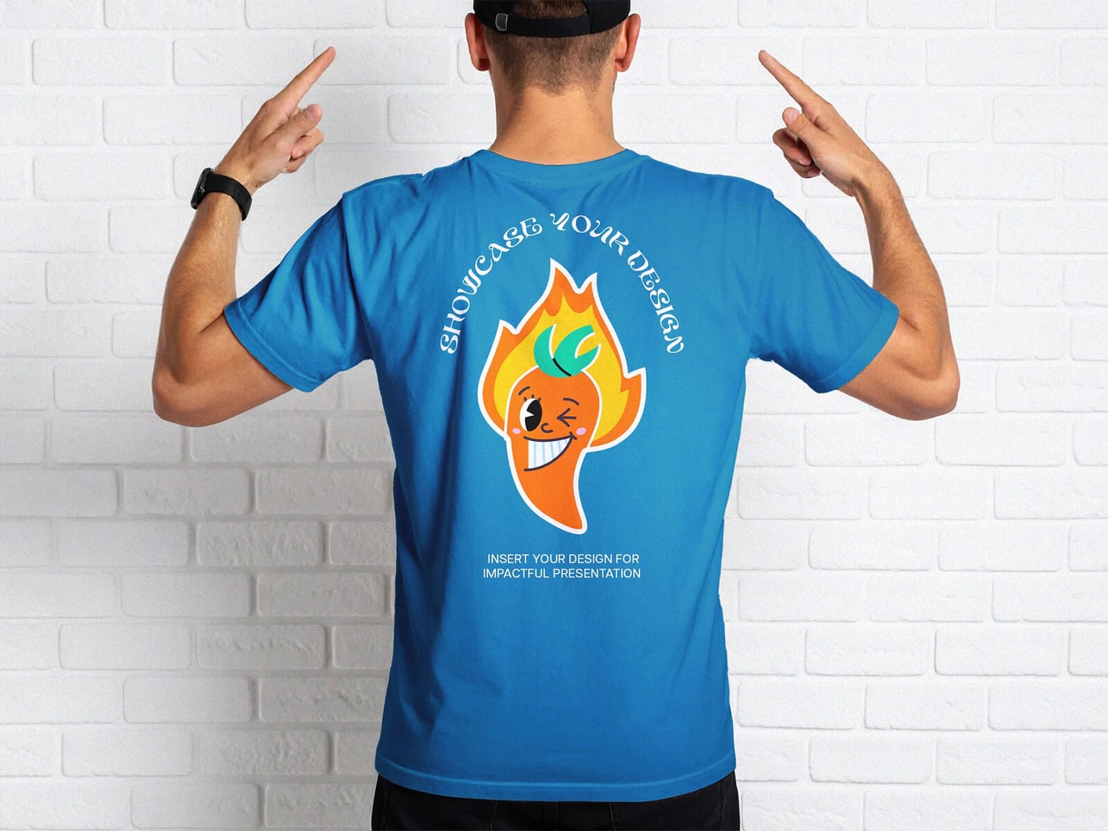 Free-Model-Showing-Backside-T-Shirt-Mockup-PSD