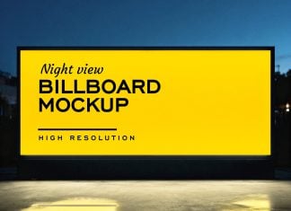 Free Nightview Outdoor Billboard Mockup PSD