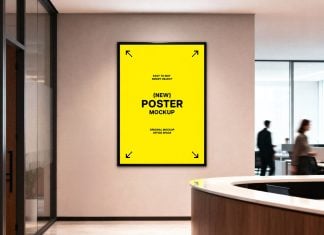Free Office Indoor Wall Poster Mockup PSD