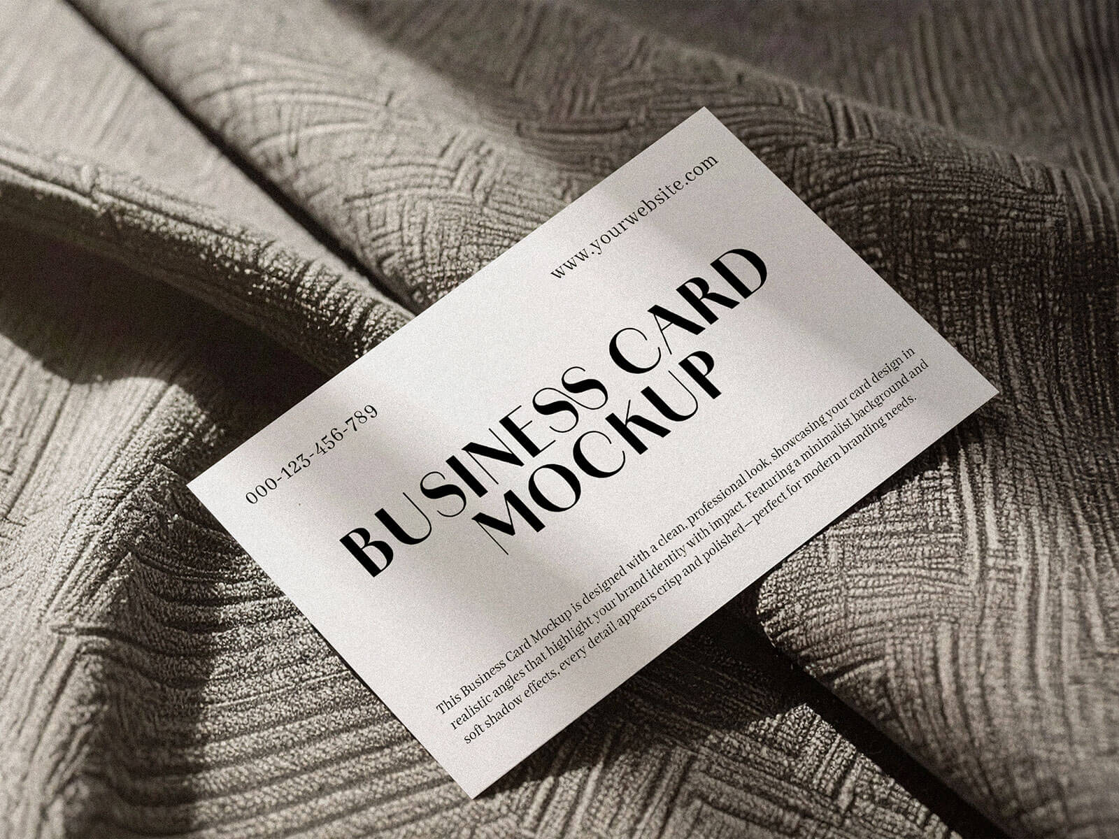 Free On Fabric Textured Business Card Mockup PSD