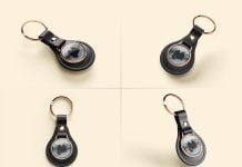 Free Premium Leather Round Keychain Mockup PSD