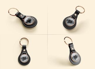 Free Premium Leather Round Keychain Mockup PSD