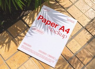 Free Tiled Pavement A4 Paper Flyer Mockup PSD