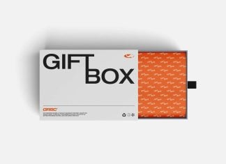 Free Top View Slide Gift Box Mockup PSD