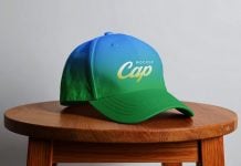 Free Wooden Stool Baseball Cap Mockup PSD