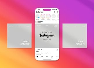 Free iPhone 17 Pro Flat Instagram Mockup PSD