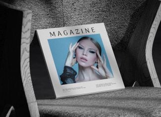 Free Square Magazine Cover Mockup PSD