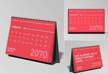 3 Free Desk Calendar 2026 Mockup PSD Set