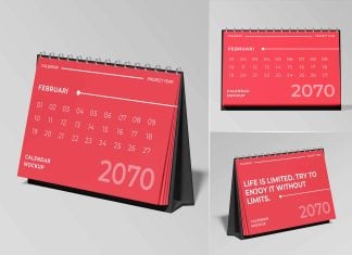 3 Free Desk Calendar 2026 Mockup PSD Set