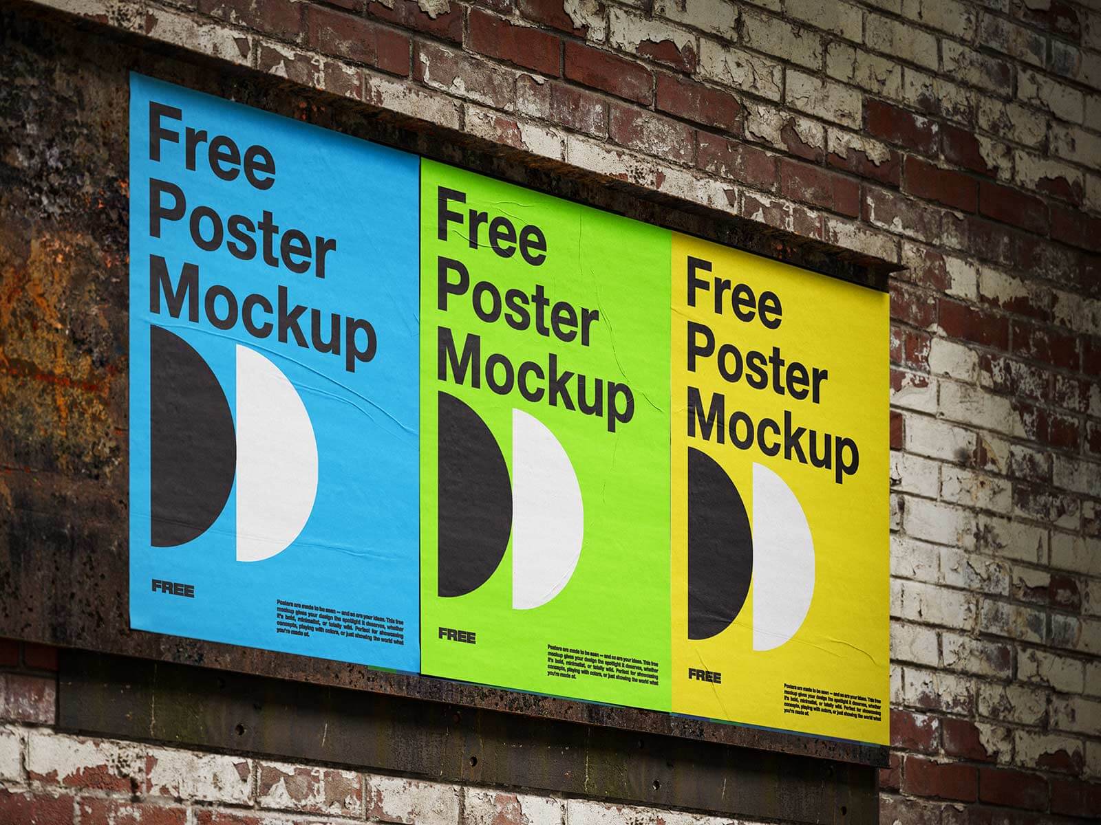 Free Urban Wheatpaste Glued Poster Mockup PSD