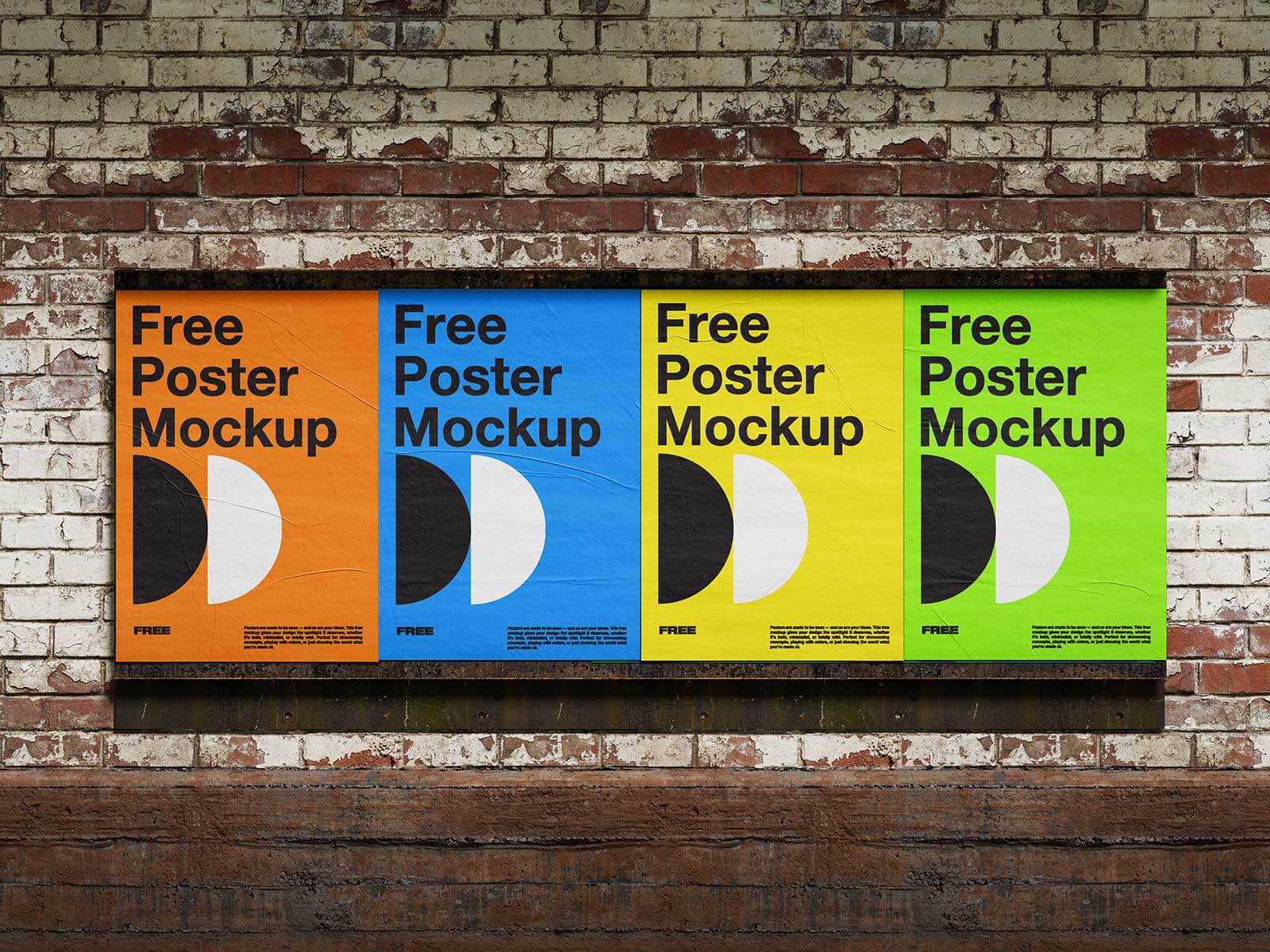Free Urban Wheatpaste Glued Poster Mockup PSD