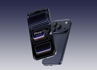 Free Blue iPhone 17 Pro Mockup PSD