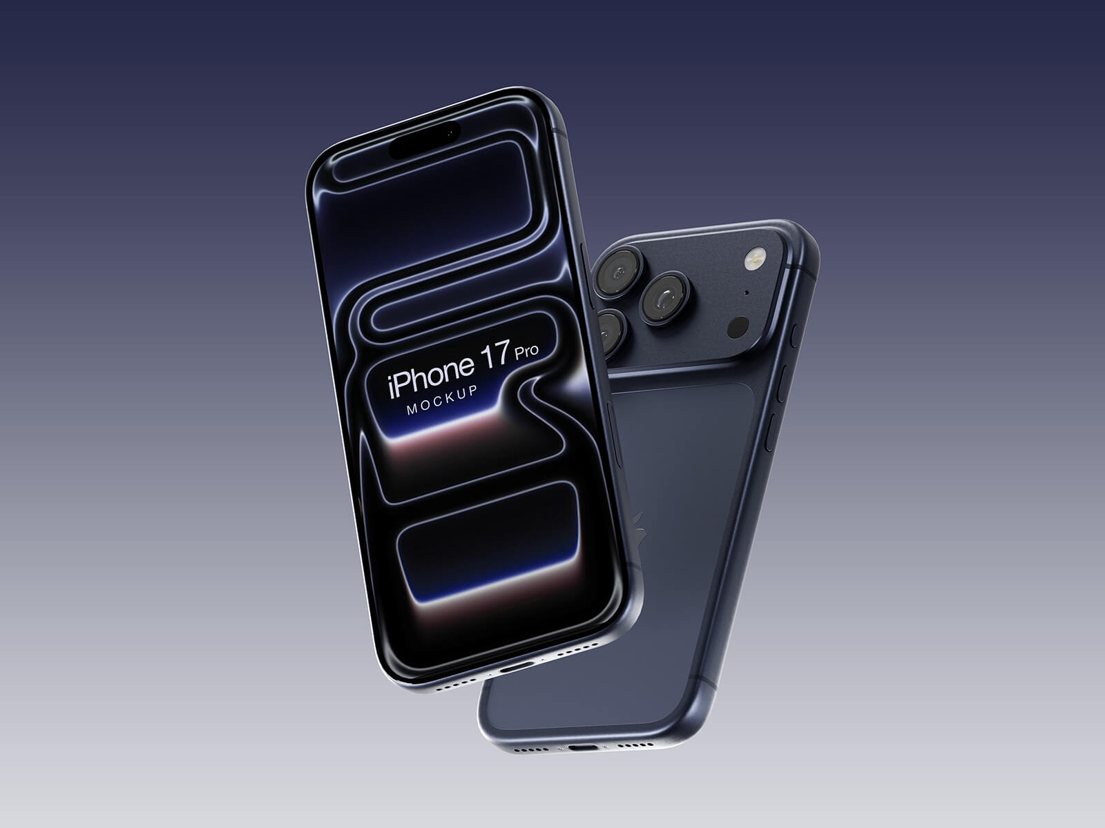 Free Blue iPhone 17 Pro Mockup PSD
