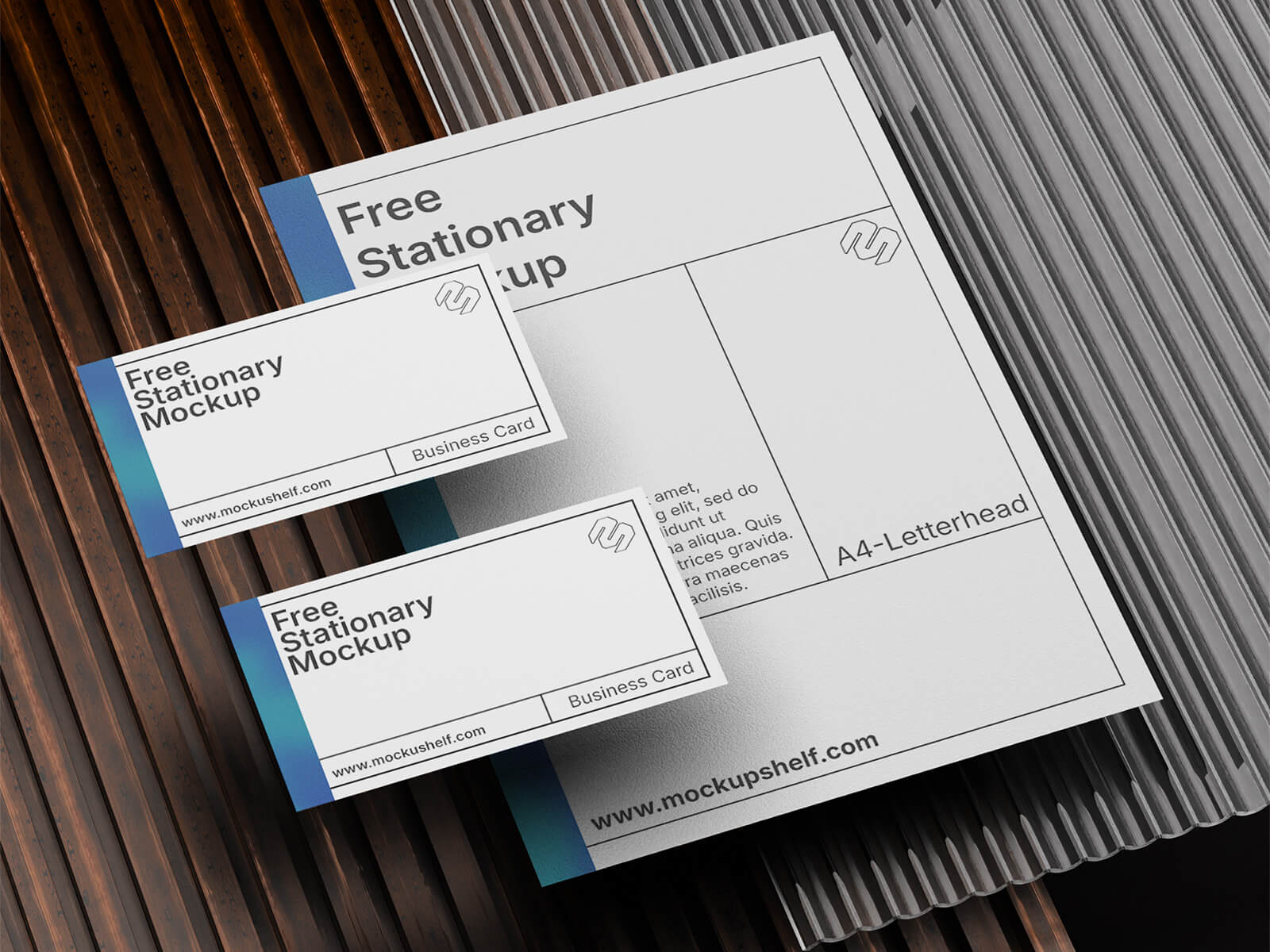 Free Business Card & Letterhead Stationary Mockup PSD