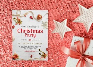Free A4 Christmas 2025 Flyer Template & Mockup PSD