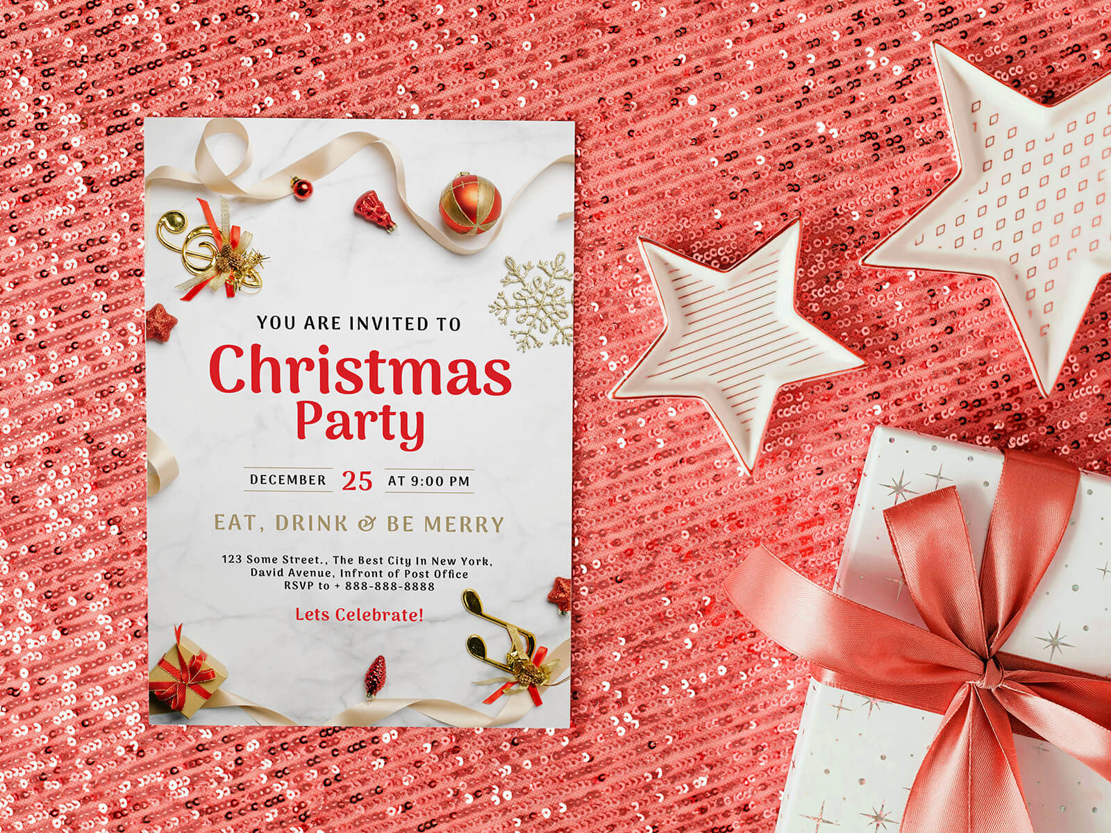 Free A4 Christmas 2025 Flyer Template & Mockup PSD