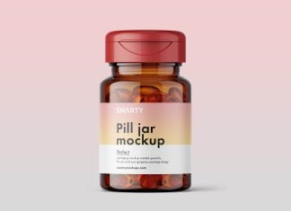 Free Flip Cap Soft Capsules Bottle Mockup PSD